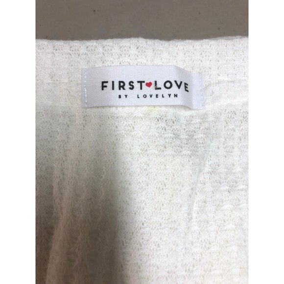 First Love Women's SIze Medium Colorblock Long Sleeve Waffle Knit Shirt V Neck - Picture 6 of 7